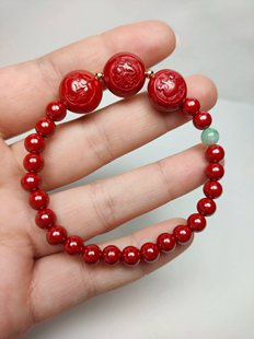 十二生肖,三合手链,帝王朱砂,和田玉珠无证换