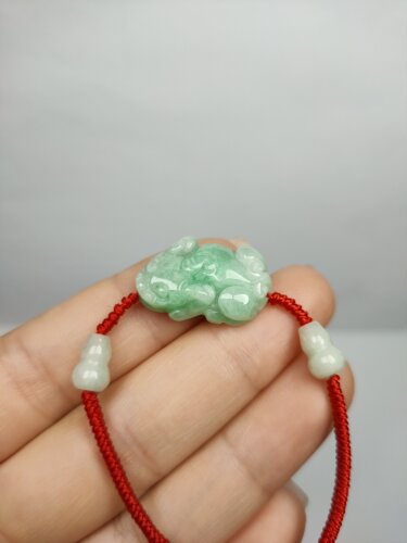 貔貅新上 无证 纯手工编织 天然翡翠A货 葫芦 帝王朱砂 不完美