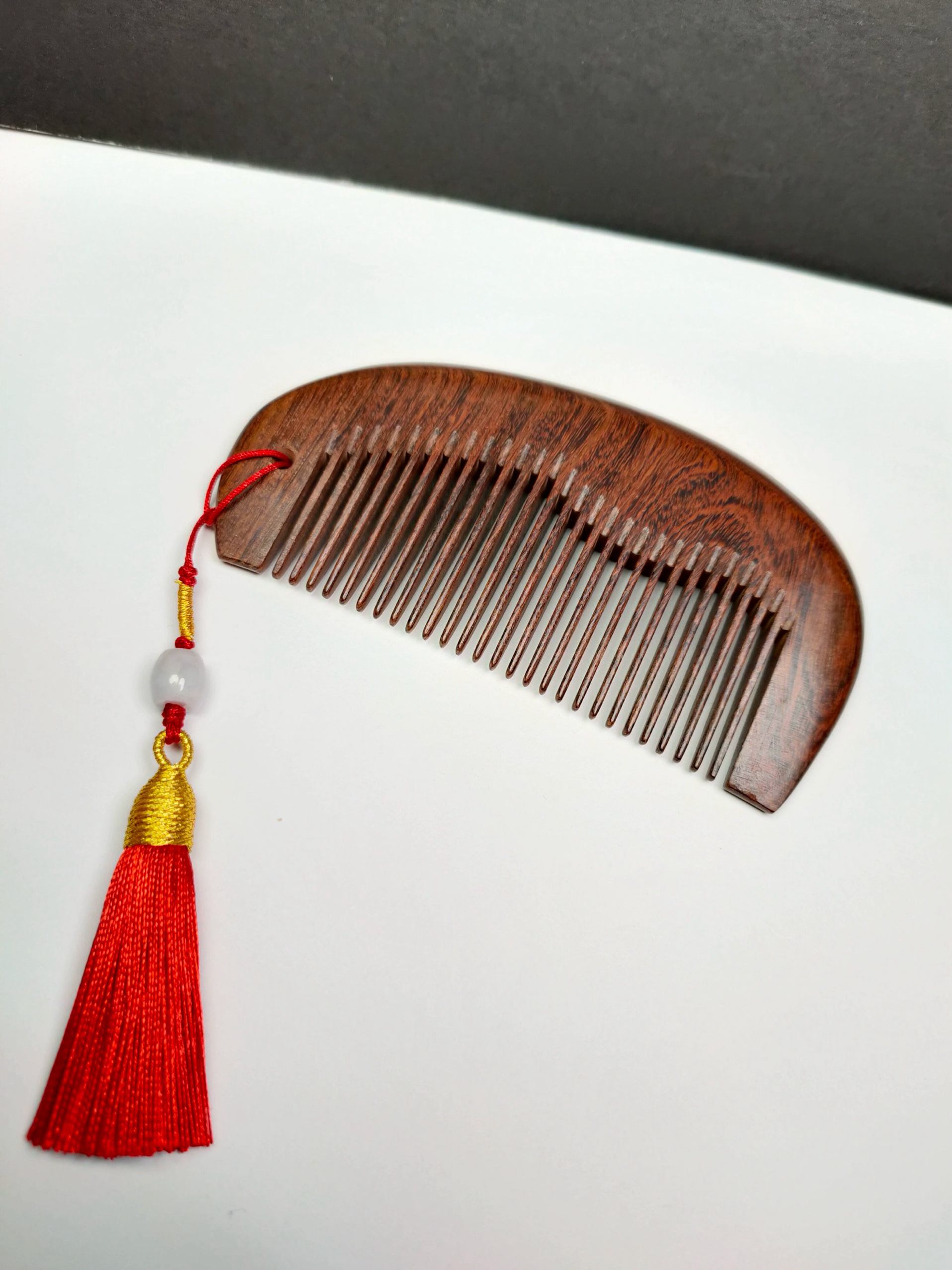 檀木梳，梳子，翡翠与水晶挂坠