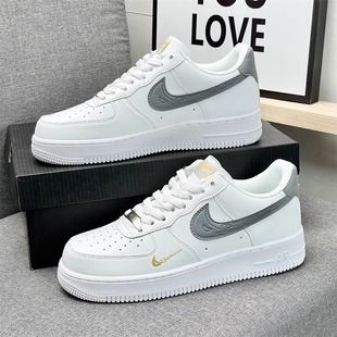 正品aj空军一号男鞋低帮休闲小白鞋子男款夏季白黑金钩af1板鞋女