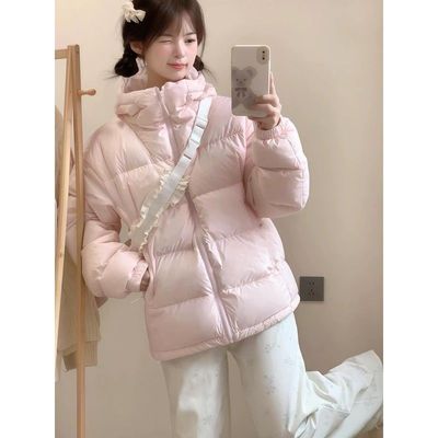 粉色羽绒服短款女2025冬