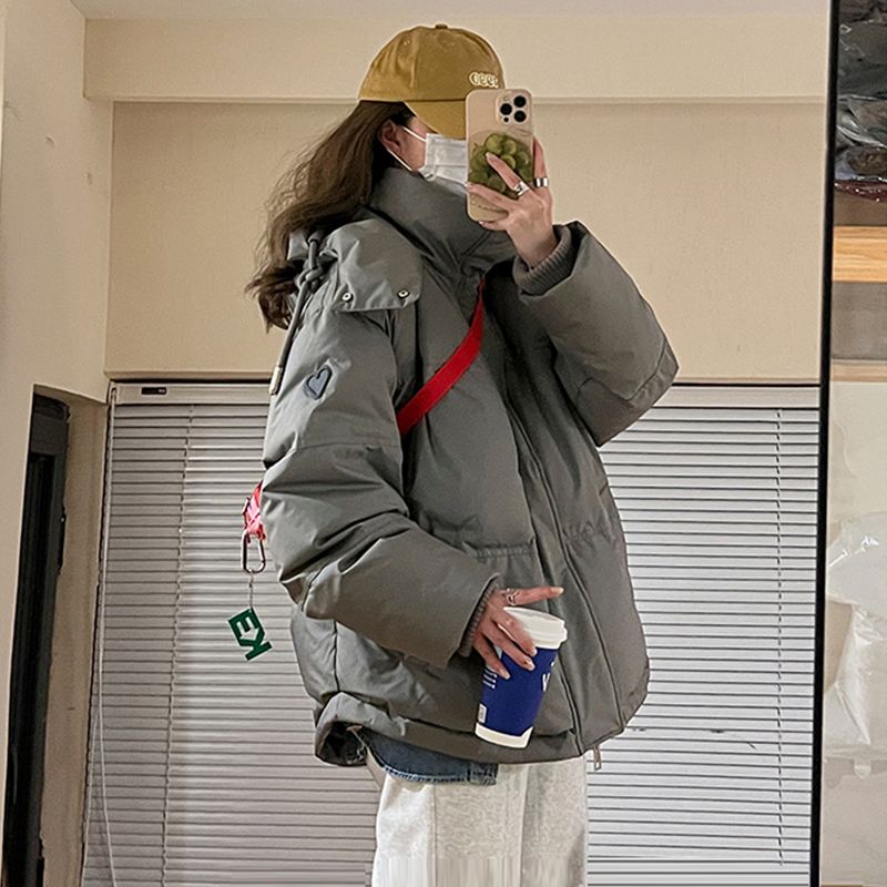 灰色爱心短款羽绒棉服202