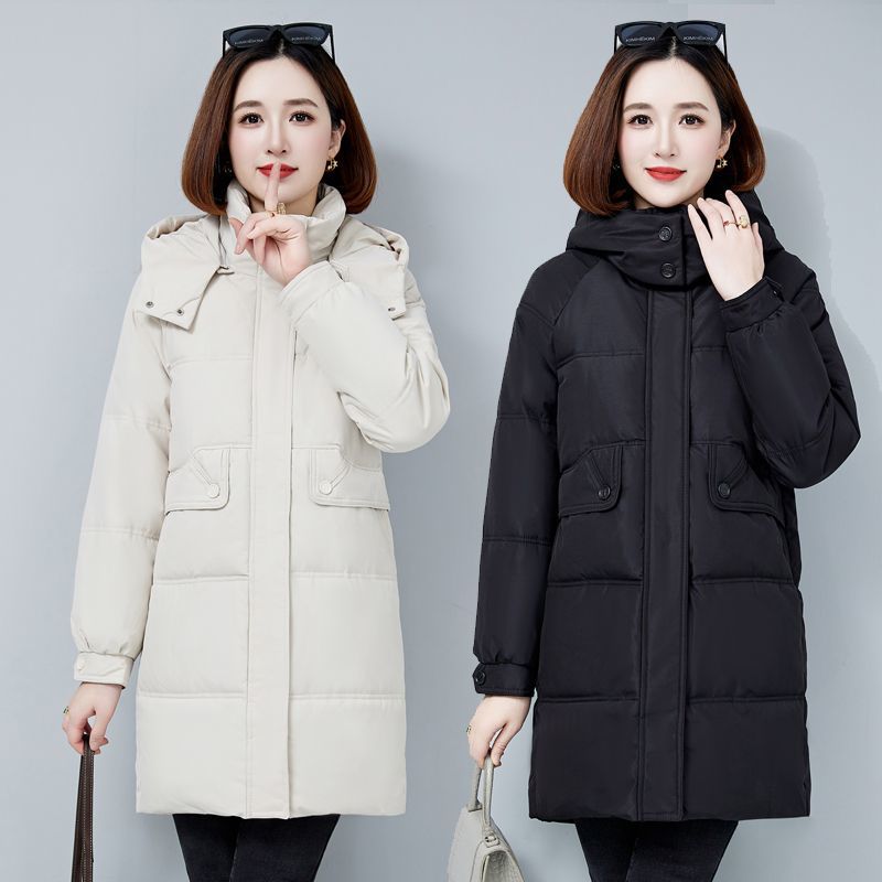 正品牌羽绒服女中长款外