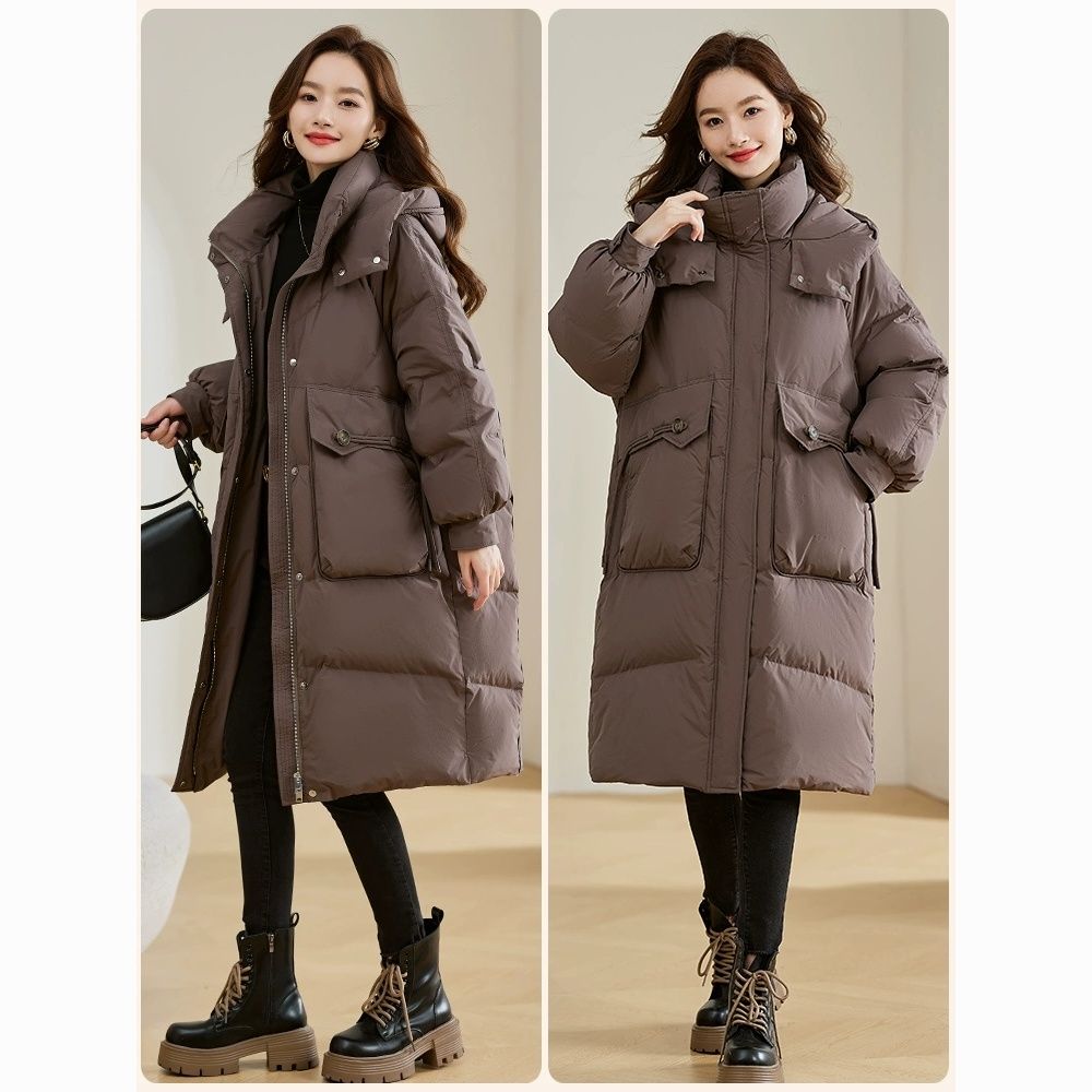 白鸭绒羽绒服女冬2023新款高级感韩版加厚保暖宽松显瘦中长款外套