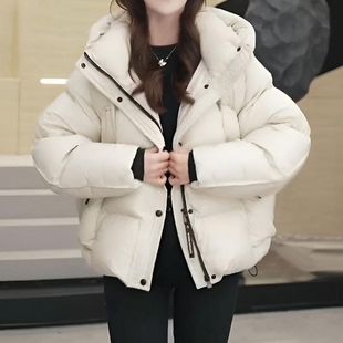 白鸭绒加厚宽松面包保暖时尚 短款 显瘦外套 连帽羽绒服2025冬季 新款