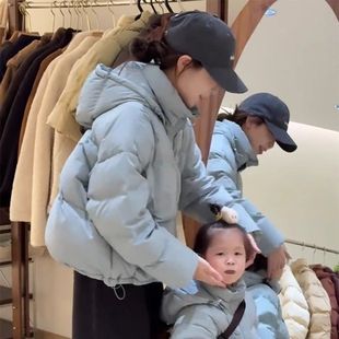 休闲加厚保暖面包服外套 时尚 连帽白鸭绒短款 羽绒服女秋冬2024新款