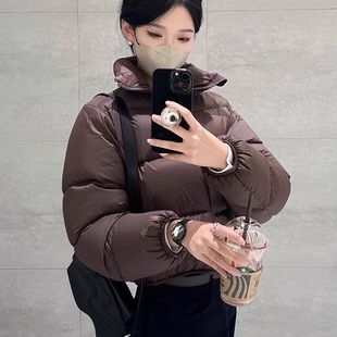 小个子白鸭绒时尚 羽绒服短款 立领加厚面包外套 冬季 2024肯豆风新款