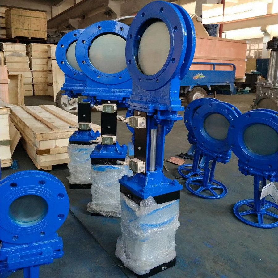 英科牌 pz673型气动刀闸阀 碳钢 pn10 硬密封 气动刀型闸阀