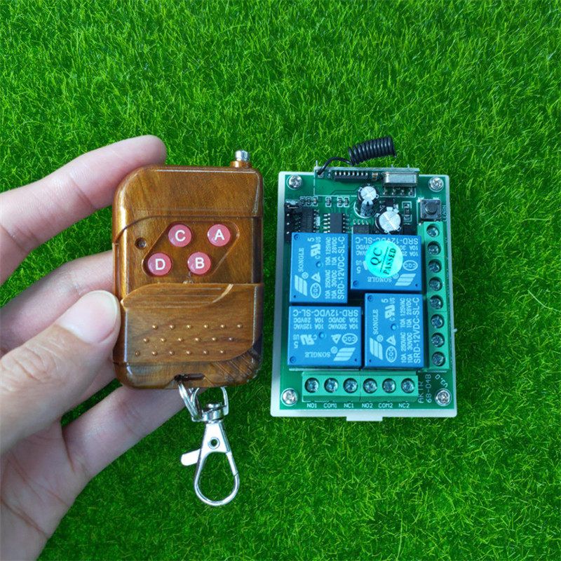 直流12v24伏四路通断无线控制器桃木4键遥控货车灯具尾板开关喇叭