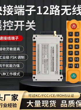 升级款快接线FSK跳频12路行车远程遥控直流DC12V-48V起重机配电箱