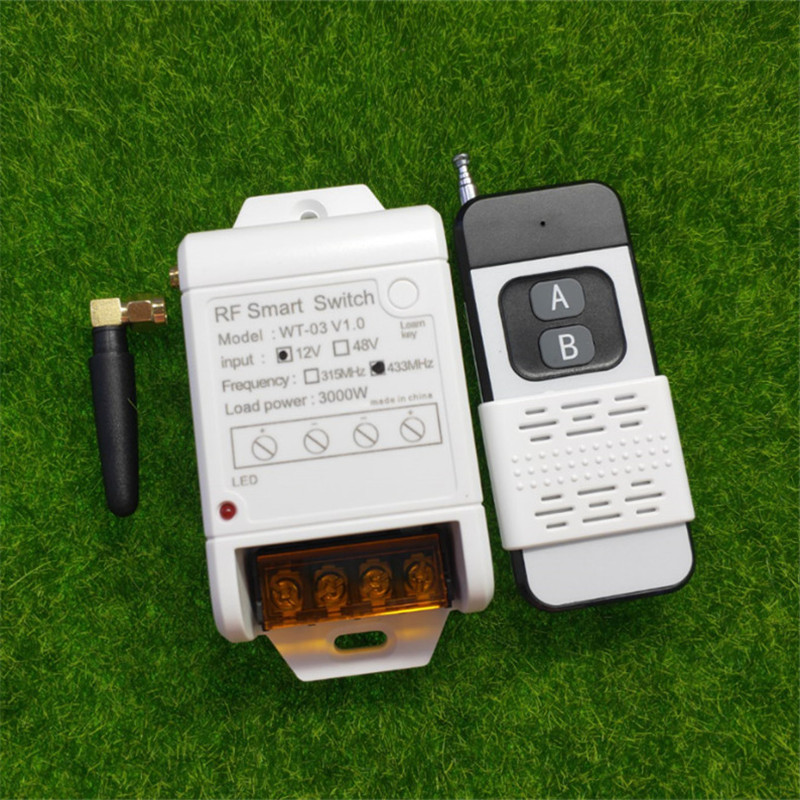 滑盖中型遥控DC12V-48伏宽电压单路大功率水泵开关车灯喇叭控制器