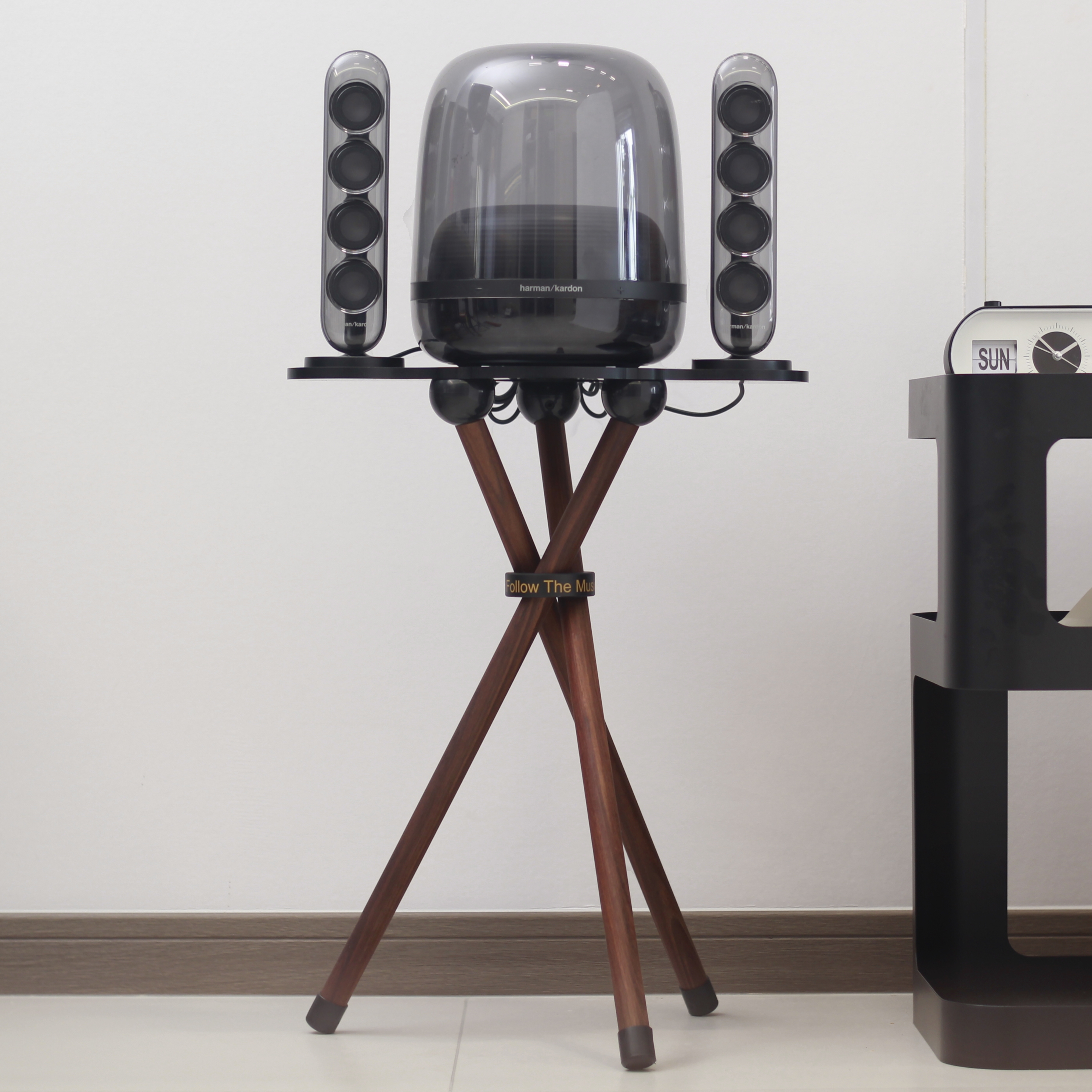 适用哈曼卡顿水晶5琉璃2345音响落地实木支架底座家用音箱三脚架