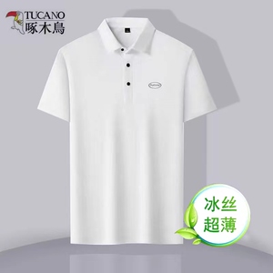 啄木鸟男士冰丝POLO衫商务休闲2023夏季上衣翻领薄款t恤透气短袖