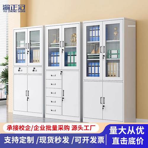 铁皮文件柜办公资料档案柜钢制凭证柜家用更衣储物柜带锁柜子卷柜
