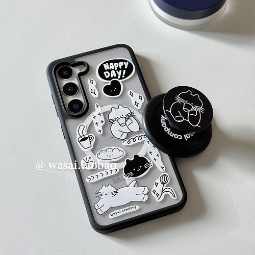 可爱猫咪涂鸦插画s25ultra手机壳