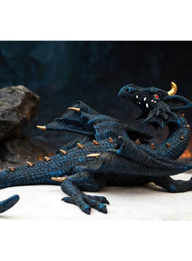北欧风格蓝色魔龙桌面摆件树脂工艺免安装装饰品