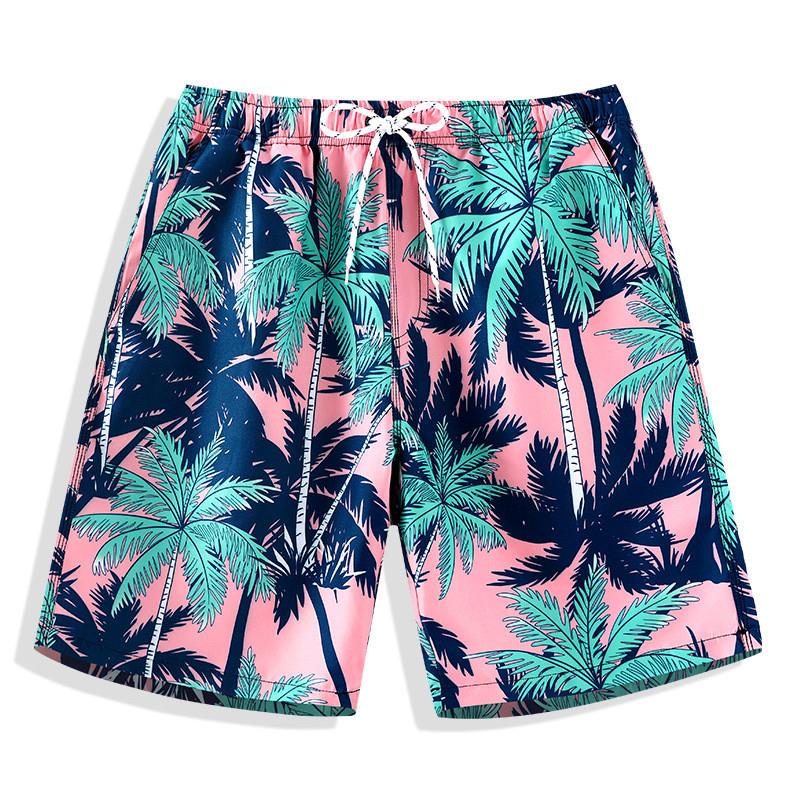 沙滩裤男速干可下水海边度假大码泳衣游泳裤温泉宽松五分印花短裤