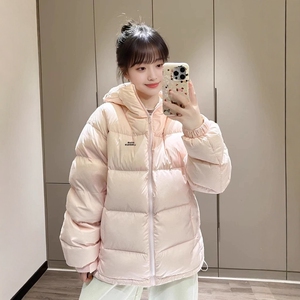 冬季小个子粉色短款羽绒棉衣棉服外套女款冬天加厚学生面包服棉袄