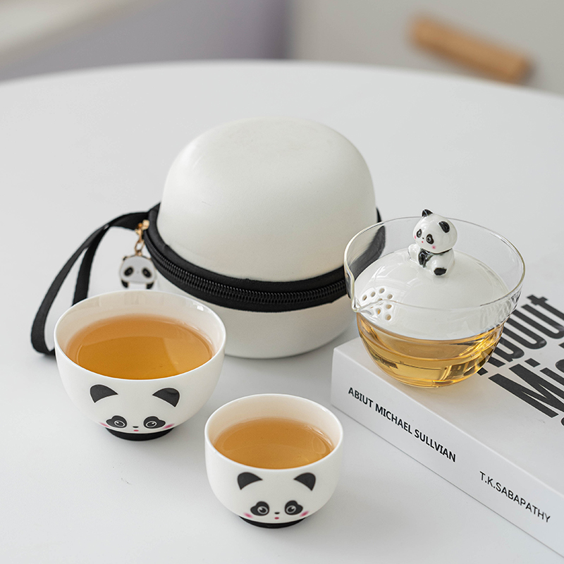 国潮熊猫快客杯旅行茶具