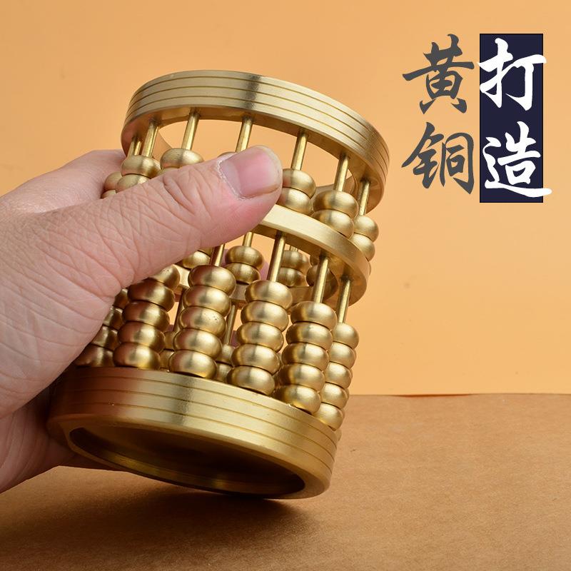 黄铜算盘招米笔筒办轻奢风创意设计摆件公室桌面个性时尚摆件