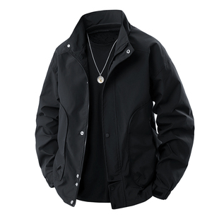 2026新款休闲风立领夹克男黑色宽松工装外套时尚潮牌防风夹克