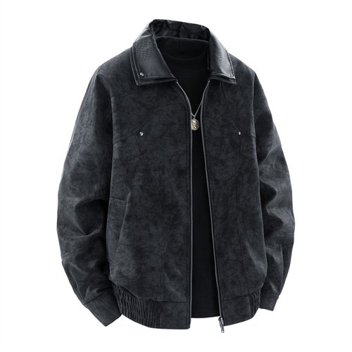 皮衣外套男款2025新款春秋季高级感痞帅美式复古翻领夹克上衣