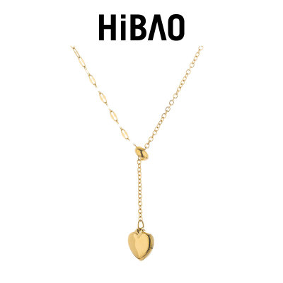 HIBAO喜小宝金色爱心拼接项链女