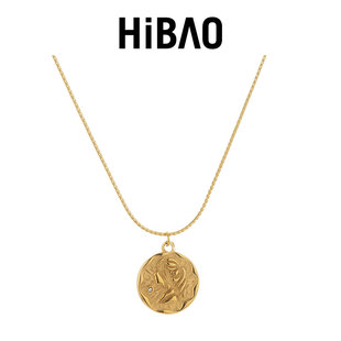 HIBAO喜小宝欧美不规则金币圆牌项链女轻奢高级感锁骨链小众颈链