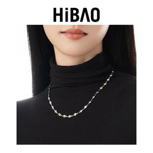 HIBAO喜小宝高级感爱心拼接项链女小众桃心18k金锁骨链不掉色颈链