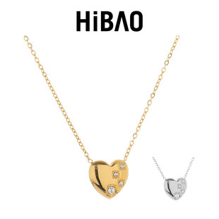 HIBAO喜小宝轻奢锆石爱心项链女ins小众高级感镶钻金色锁骨链配饰