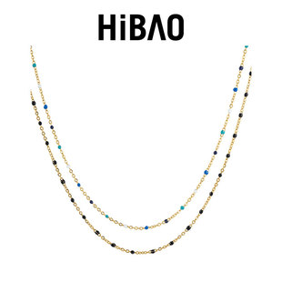 HIBAO喜小宝欧美高级感彩色小黑珠串珠项链女小众豆豆锁骨链颈链
