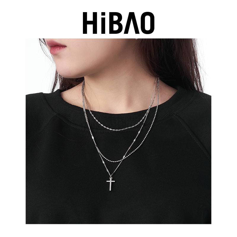 HIBAO喜小宝三层十字架项链女