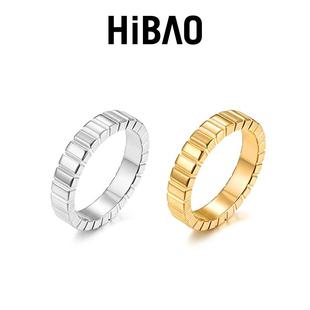 HIBAO喜小宝欧美条纹戒指女小众金属齿轮指环高级感不掉色食指戒