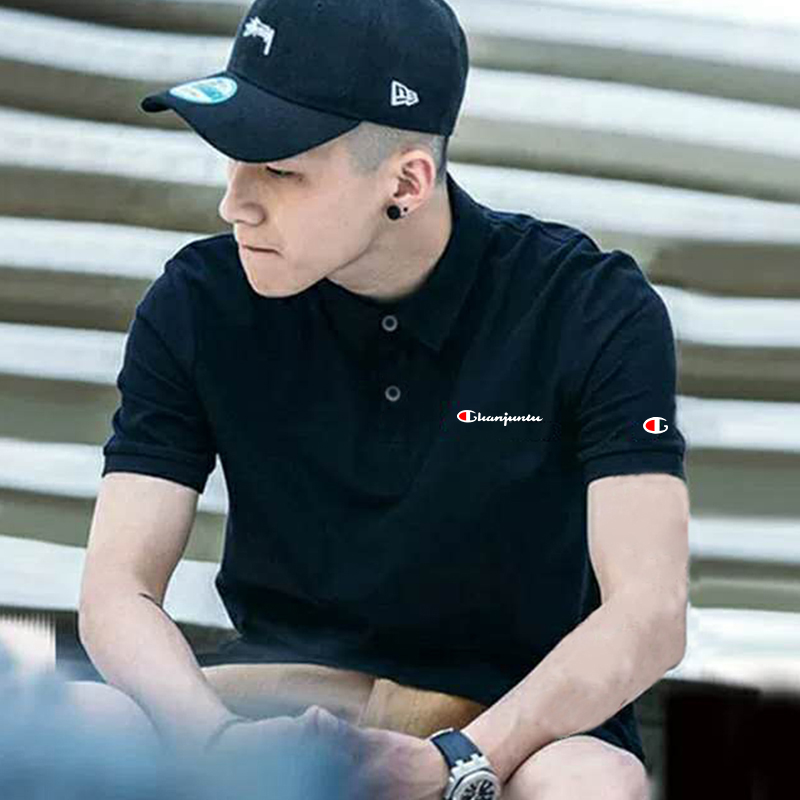 夏季POLO衫男士短袖潮牌黑色纯棉翻领T恤宽松大码情侣保罗半袖男