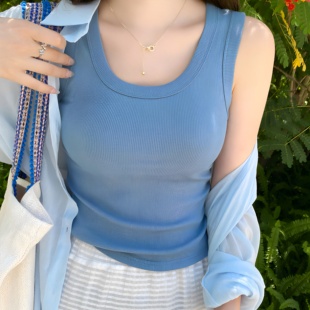 新款冰丝螺纹吊带背心女外穿百搭内搭打底无袖上衣外穿大码T恤