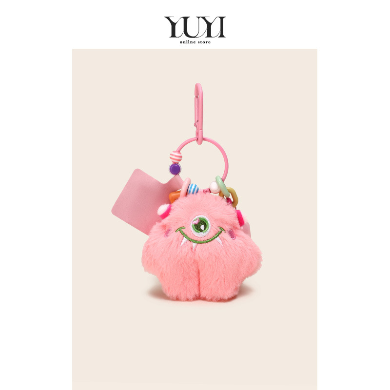 紫色小怪兽毛绒公仔车挂饰背包书包包挂件2024车载钥匙扣公仔玩偶
