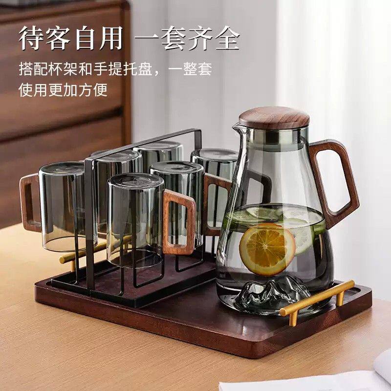 玻璃杯套装泡茶杯家用喝水杯子客厅专用待客办公室高档带把手轻奢
