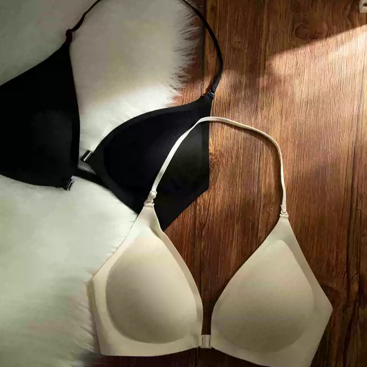 挂脖内衣女夏小胸聚拢收副乳防下垂无痕前扣美背细肩带大露背文胸