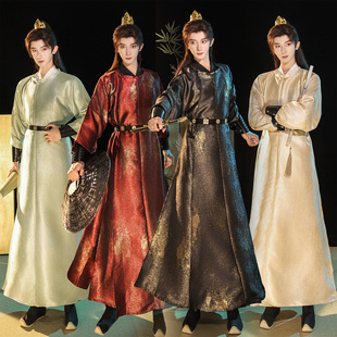 加绒大氅 缺胯袍织金武侠霸气男女同款 原创唐制圆领袍汉服 多金