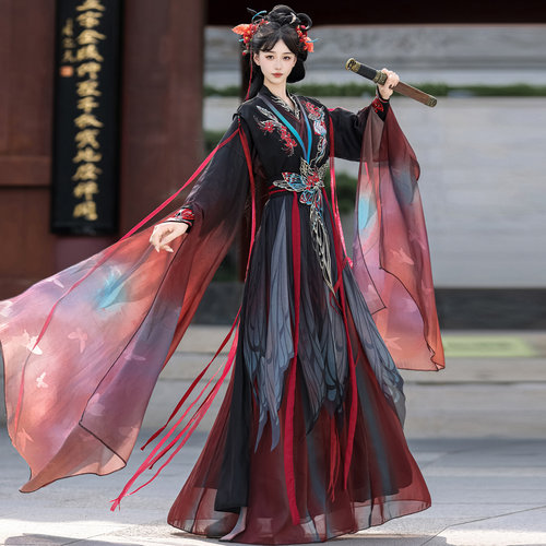 新款仙侠女款刺绣国风改良古装秋