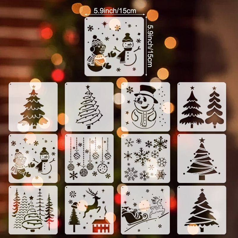 圣诞节模板彩绘儿童涂鸦画画临摹圣诞老人节日镂空绘画手抄报镂空