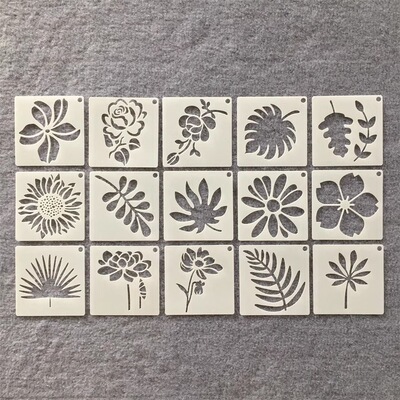 新款花朵绘画模板蛋糕饼干喷涂绘画涂鸦咖啡拉花辅助镂空模板尺