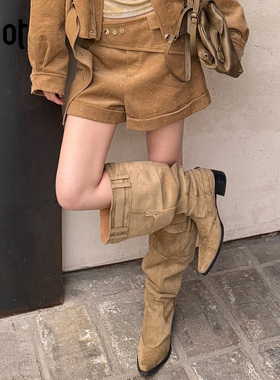 uhot/诱货卡其色卡布奇诺烫钻短裤高腰奢华优雅慵懒感 UWWW3D756M