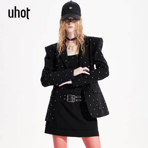 UHOT2025春季新款铆钉西装外套女