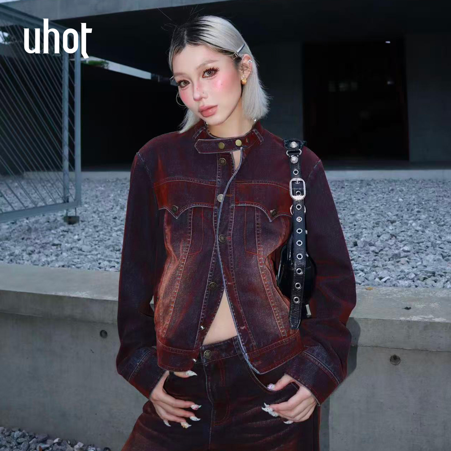 短款牛仔夹克女植绒洗水