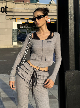 uhot/诱货黑灰色假两件拼接修身上衣正肩显瘦简约高级 UWWA1N627M