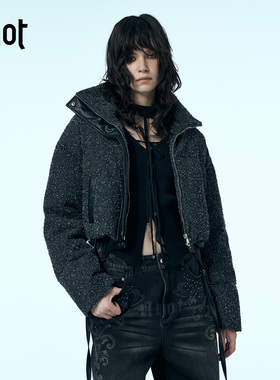 uhot/诱货黑灰色鹅绒上衣针刺牛仔复古质感羽绒服25新款UWWW4W266