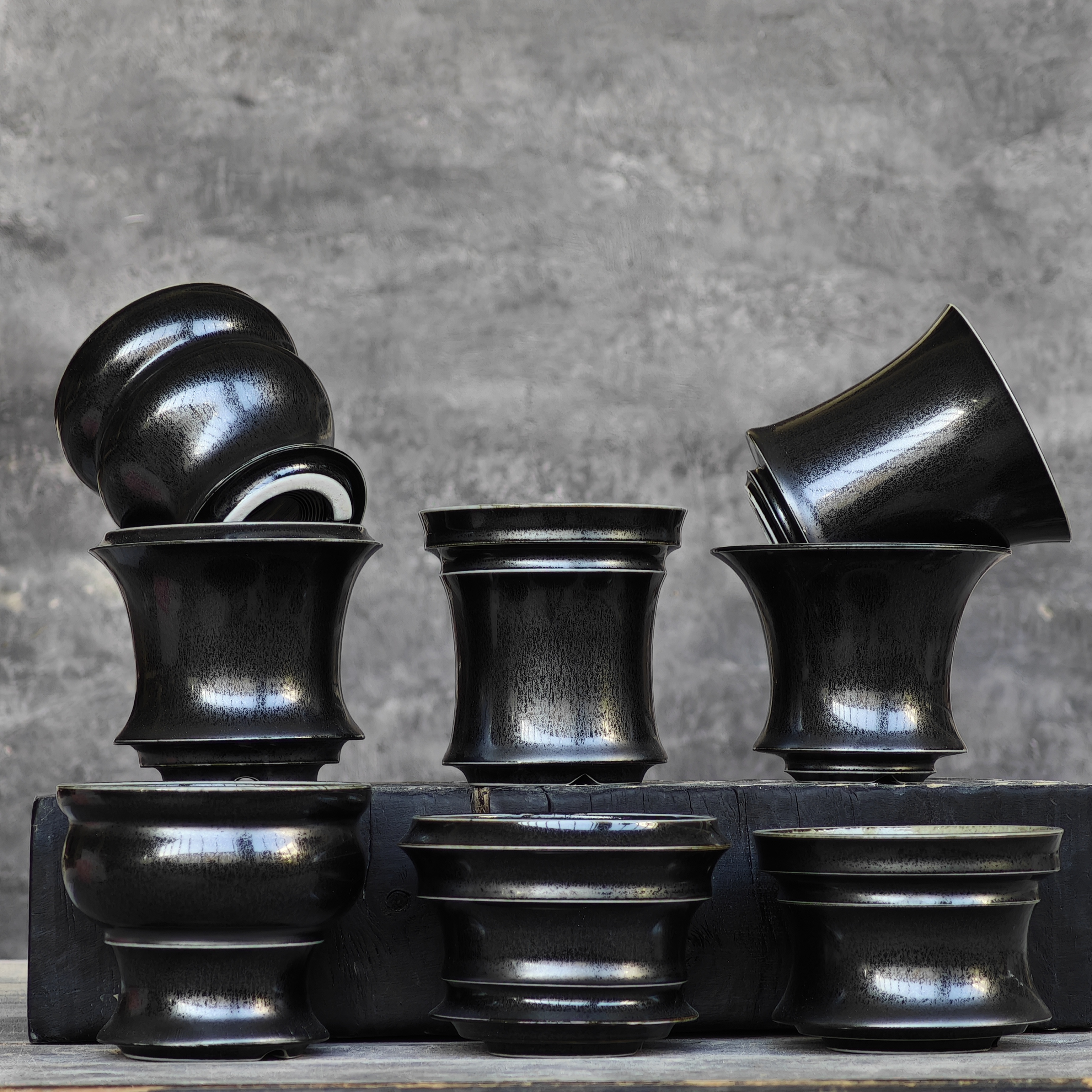 景德镇陶瓷花盆多肉龙舌兰块根植物种植全手工黑釉透气黑金盆阳台