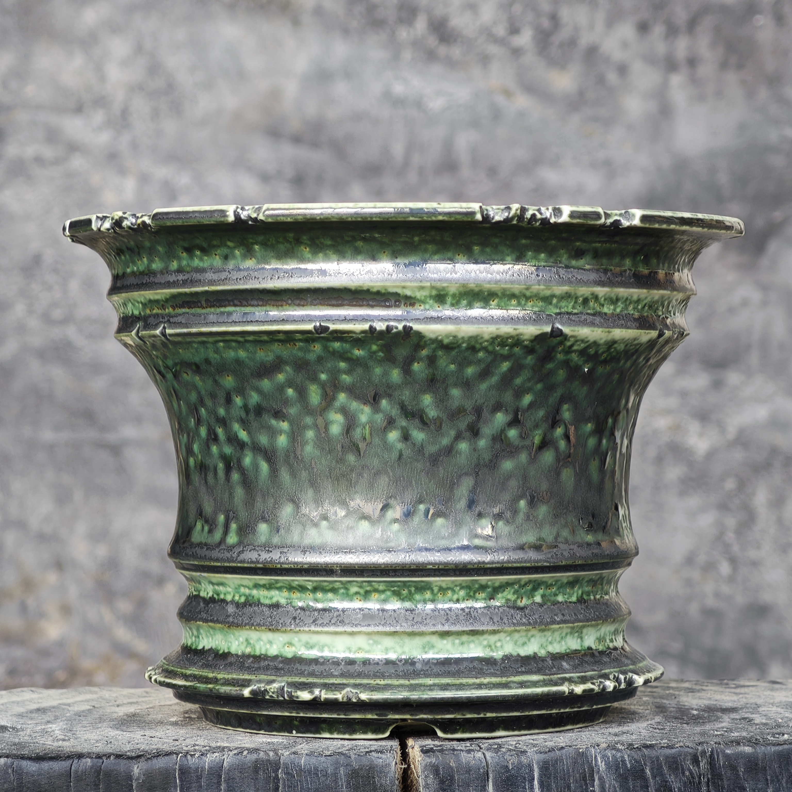 大号景德镇全手工绿釉陶瓷龙舌兰龟甲龙象足漆树透气好看块根花盆