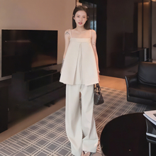 时尚简约套装女夏季2025新款气质高级感吊带抹胸上衣阔腿裤两件套